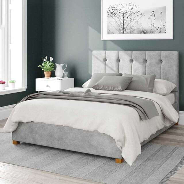 Aspire Hepburn Small Double Silver Kimiyo Linen Ottoman Bed - Aspire Beds - Wilko - image 1
