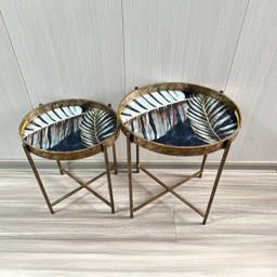 Acacia Home Set of 2 Oval Round Table - Size: 45 x 38 x 31cm - Gold - Wilko - thumbnail 3