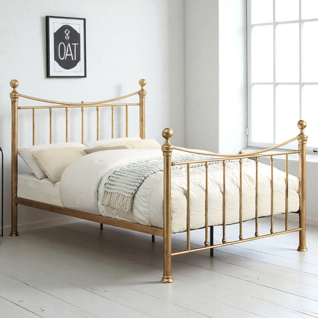 OAT Home Hampstead Double Antique Brass Effect Metal Bed - Wilko - image 1