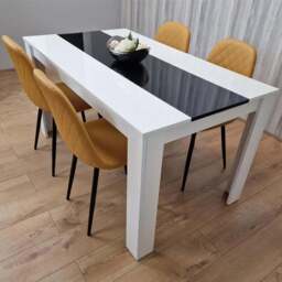 Kosy Koala 4 Seater Faux Leather Dining Set White Black and Mustard - Multi - Portland - Wilko - thumbnail 1