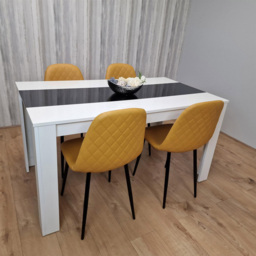 Kosy Koala 4 Seater Faux Leather Dining Set White Black and Mustard - Multi - Portland - Wilko - thumbnail 3