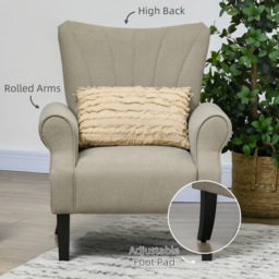 Portland Beige High Back Accent Chair - Size: Single - Cream - Wilko - thumbnail 6