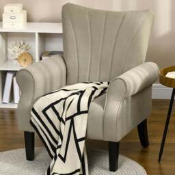 Portland Beige High Back Accent Chair - Size: Single - Cream - Wilko