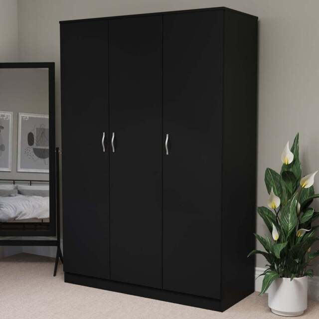 Vida Designs Riano 3 Door Black Wardrobe - Wilko - image 1