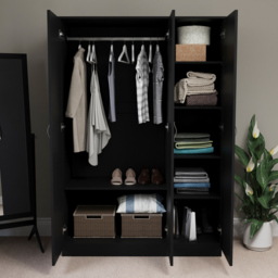 Vida Designs Riano 3 Door Black Wardrobe - Wilko - thumbnail 5