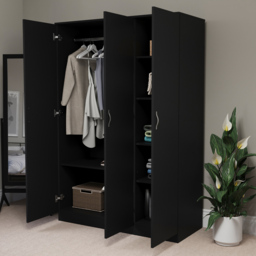 Vida Designs Riano 3 Door Black Wardrobe - Wilko - thumbnail 6