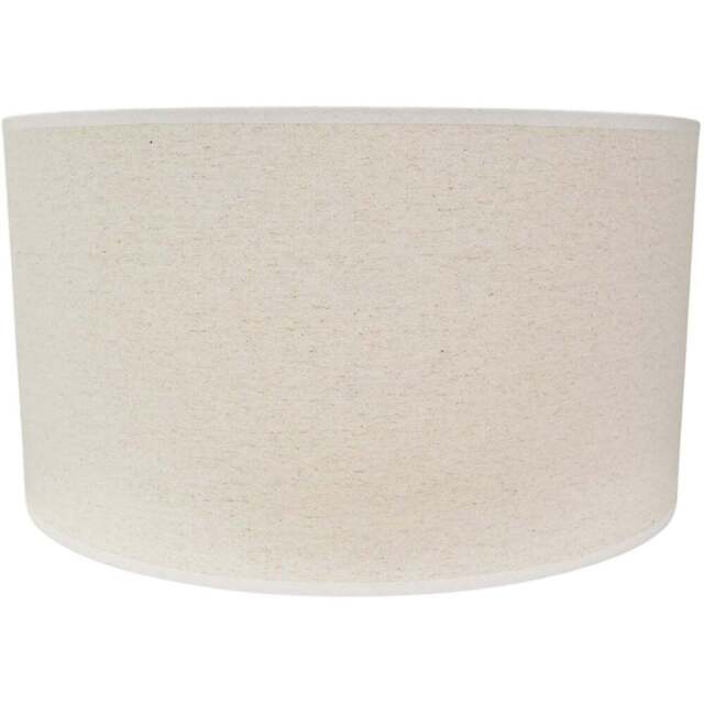 ValueLights Eva Linen Large Drum Shade with White Trim - Size: 25 x 45 x 45cm - Cream - Wilko - image 1