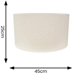 ValueLights Eva Linen Large Drum Shade with White Trim - Size: 25 x 45 x 45cm - Cream - Wilko - thumbnail 5