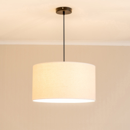 ValueLights Eva Linen Large Drum Shade with White Trim - Size: 25 x 45 x 45cm - Cream - Wilko - thumbnail 3