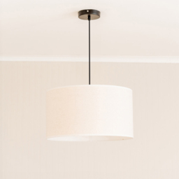 ValueLights Eva Linen Large Drum Shade with White Trim - Size: 25 x 45 x 45cm - Cream - Wilko - thumbnail 4