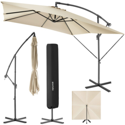 tectake Apollo Beige Adjustable Tilt Cantilever Parasol 2.5 x 2.5m - Size: 3m - Cream - Wilko - thumbnail 3