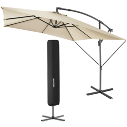 tectake Apollo Beige Adjustable Tilt Cantilever Parasol 2.5 x 2.5m - Size: 3m - Cream - Wilko - thumbnail 1