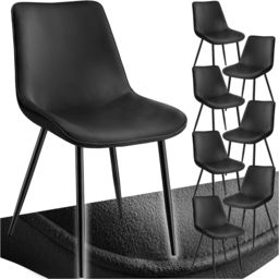 tectake Monroe Set of 8 Black Velvet Dining Chair - Wilko - thumbnail 3