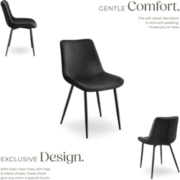 tectake Monroe Set of 8 Black Velvet Dining Chair - Wilko - thumbnail 4