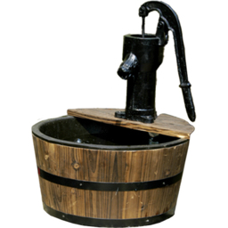 Heissner Single Wooden Barrel Water Feature - Size: 45 x 45 x 59cm - Wilko - thumbnail 1