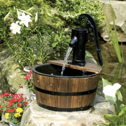 Heissner Single Wooden Barrel Water Feature - Size: 45 x 45 x 59cm - Wilko - thumbnail 3