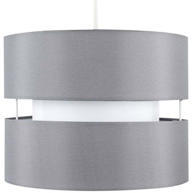 ValueLights Sophia 2-Tier Grey and White Small Ceiling Light Shade - Size: 26 x 19 x 26cm - Wilko - image 1