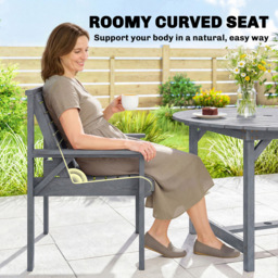 Outsunny 4 Seater Wooden Round Garden Dining Set with Parasol Hole Grey - Grey Embossed Finish - Wilko - thumbnail 7