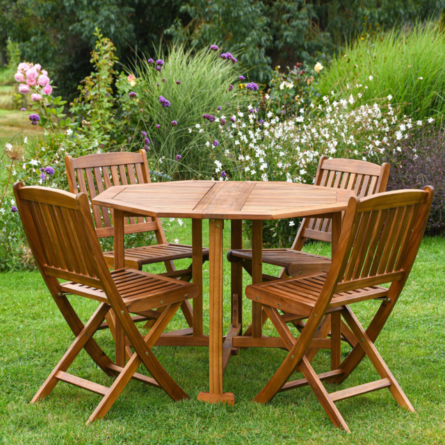 Garden Gear 4 Seater Acacia Dining Set - Brown - Wilko - image 1