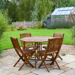 Garden Gear 4 Seater Acacia Dining Set - Brown - Wilko - thumbnail 3
