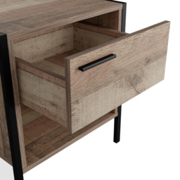 Hoxton Single Drawer Oak Bedside Table - Brown - LPD Home - Wilko - thumbnail 4