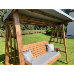 Charles Taylor Dorset 3 Seater Swing with Grey Cushions and Roof Cover - Wilko - thumbnail 3