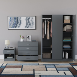 Vida Designs Riano Grey 3 Piece Bedroom Furniture Set - Wilko - thumbnail 4