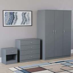 VIDA DESIGNS Riano Grey 3 Piece Bedroom Furniture Set - Wilko