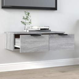 vidaXL 2 Drawer Grey Sonoma Wooden Wall Cabinet - Size: 20 x 68 x 30cm - Wilko - thumbnail 1