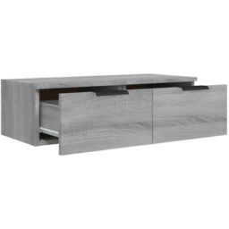 vidaXL 2 Drawer Grey Sonoma Wooden Wall Cabinet - Size: 20 x 68 x 30cm - Wilko - thumbnail 7