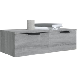 vidaXL 2 Drawer Grey Sonoma Wooden Wall Cabinet - Size: 20 x 68 x 30cm - Wilko - thumbnail 4