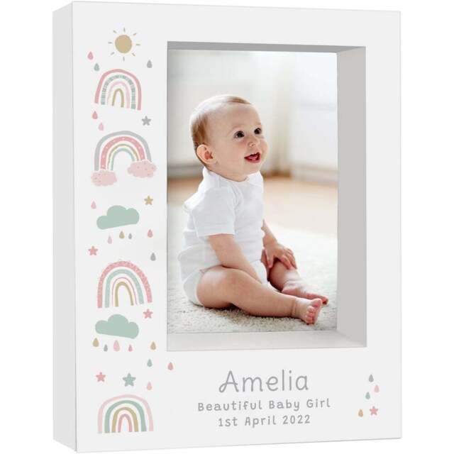 Personalised Memento Rainbow Box Photo Frame 5 x 7inch - Size: 5 x 7 Inch - White - Wilko - image 1