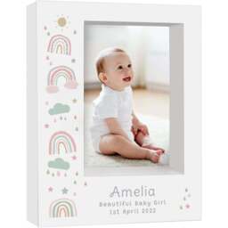 Personalised Memento Rainbow Box Photo Frame 5 x 7inch - Size: 5 x 7 Inch - White - Wilko - thumbnail 1