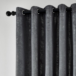 Helena Springfield Roma Lined Gunmetal Eyelet Curtains 168 x 183cm - Size: W 168 x D 183cm - Wilko - thumbnail 3