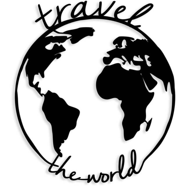 Decortie Black Travel The World Theme Metal Wall Art - Size: 62.0  x 55.0  x 1.5 cm - Wilko - image 1
