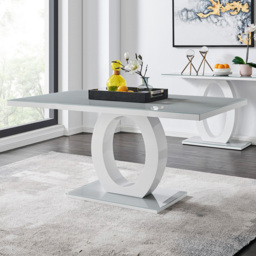 Furniturebox Lucia Solara 6 Seater Dining Set Grey Gloss Black and Chrome - Wilko - thumbnail 3