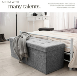 tectake Light Grey Foldable Padded Stool with Storage - Size: 38 x 38 x 110cm - Wilko - thumbnail 7