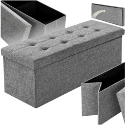 tectake Light Grey Foldable Padded Stool with Storage - Size: 38 x 38 x 110cm - Wilko - thumbnail 3
