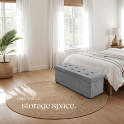 tectake Light Grey Foldable Padded Stool with Storage - Size: 38 x 38 x 110cm - Wilko - thumbnail 4