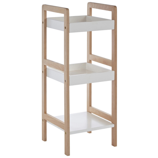 Premier Housewares 3 Tier Birch Wood Bathroom Shelf - Size: 30 x 29 x 72cm - Wilko - image 1