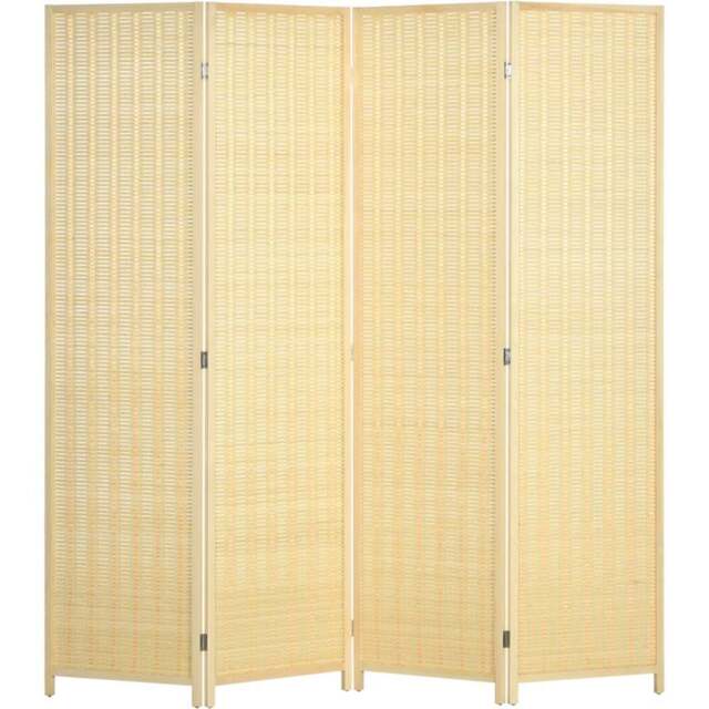 Portland Natural 180 x 180cm 4 Panel Folding Screen - Size: 180 x 1.4 x 180cm - Brown - Wilko - image 1