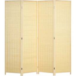 Portland Natural 180 x 180cm 4 Panel Folding Screen - Size: 180 x 1.4 x 180cm - Brown - Wilko