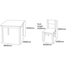 Liberty House Toys Kids White Table and Chairs Set - Size: 53.5 x 60 x 60cm - Wilko - thumbnail 6