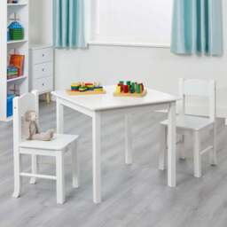 Liberty House Toys Kids White Table and Chairs Set - Size: 53.5 x 60 x 60cm - Wilko - thumbnail 1