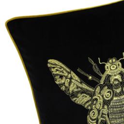 Paoletti Cerana Black Embroidered Velvet Cushion - Size: 50 x 50cm - Wilko - thumbnail 3
