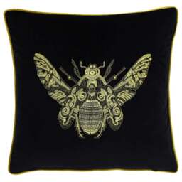 Paoletti Cerana Black Embroidered Velvet Cushion - Size: 50 x 50cm - Wilko - thumbnail 1
