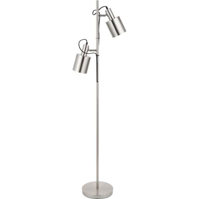 Pacific Lifestyle Aaron Brushed Chrome Metal Floor Lamp - Silver - Wilko - image 1