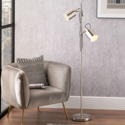 Pacific Lifestyle Aaron Brushed Chrome Metal Floor Lamp - Silver - Wilko - thumbnail 3
