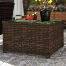 Outsunny Brown Rattan Outdoor Coffee Table - Size: 38 x 62 x 62cm - Wilko