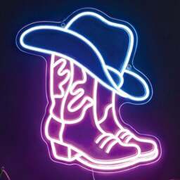 Cowboy Hat Pink Neon Sign - Size: 37.5 x 25 x 1.6 cm - Wilko